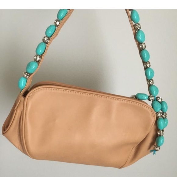 Giuseppe Zanotti Leather Bag w/turquoise Handle Shoulder Bags